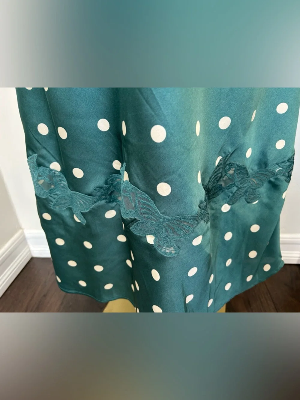Free People Teal Green Polka Dot Midi Dress